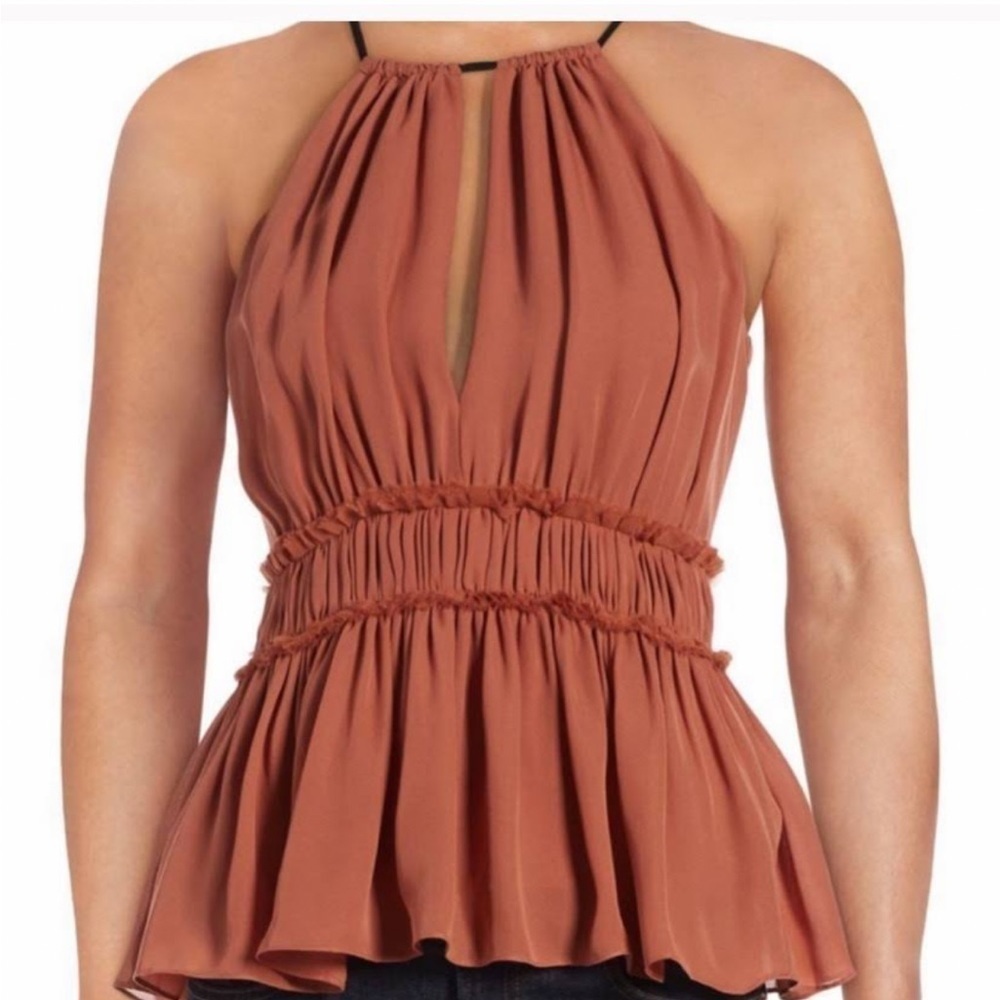 Cinq á Sept Lotus Silk Peplum Top Flaw - Picture 14 of 16